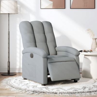Gossi fotoliu rabatabil electric, gri deschis, textil