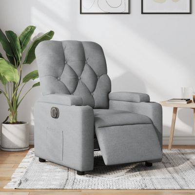 Gossi fotoliu rabatabil electric, gri deschis, textil
