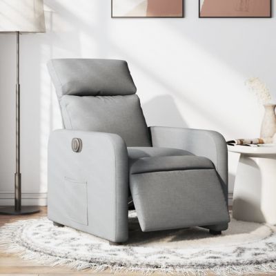 Gossi fotoliu rabatabil electric, gri deschis, textil