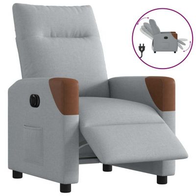 Gossi fotoliu rabatabil electric, gri deschis, textil