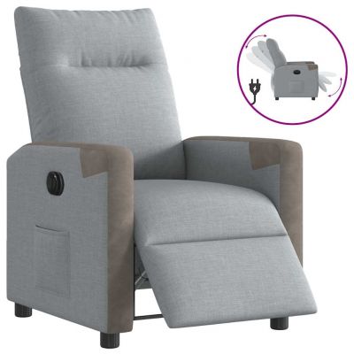 Gossi fotoliu rabatabil electric, gri deschis, textil
