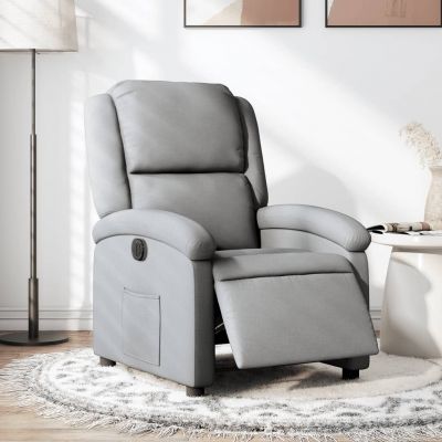 Gossi fotoliu rabatabil electric, gri deschis, textil