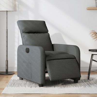 Gossi fotoliu rabatabil electric, gri inchis, material textil