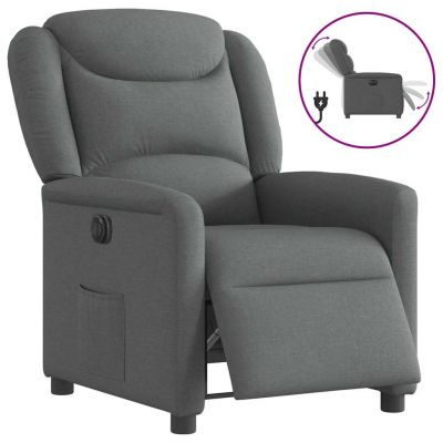 Gossi fotoliu rabatabil electric, gri inchis, material textil