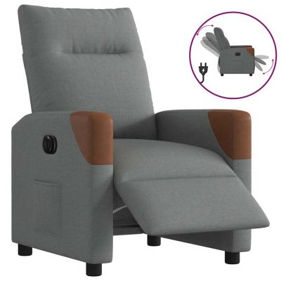 Gossi fotoliu rabatabil electric, gri inchis, material textil