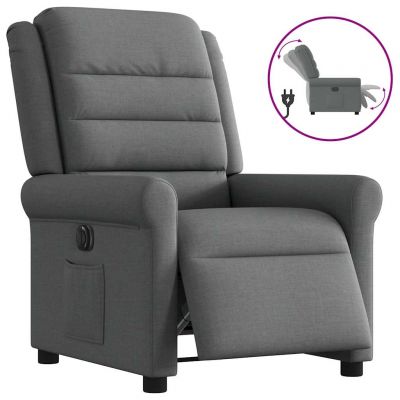 Gossi fotoliu rabatabil electric, gri inchis, material textil