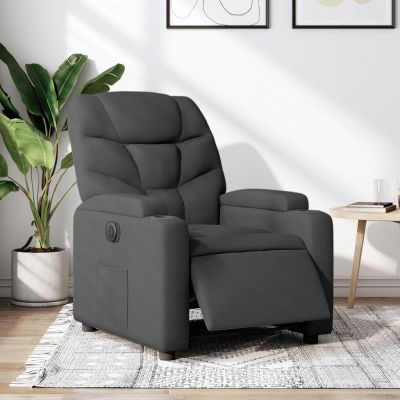 Gossi fotoliu rabatabil electric, gri inchis, material textil