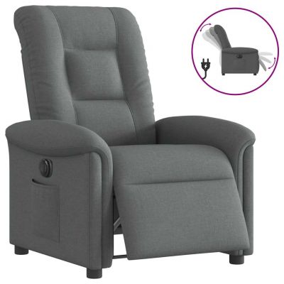Gossi fotoliu rabatabil electric, gri inchis, material textil