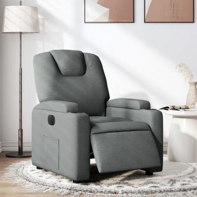 Gossi fotoliu rabatabil electric, gri inchis, material textil