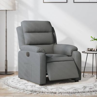 Gossi fotoliu rabatabil electric, gri inchis, material textil