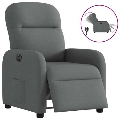 Gossi fotoliu rabatabil electric, gri inchis, material textil