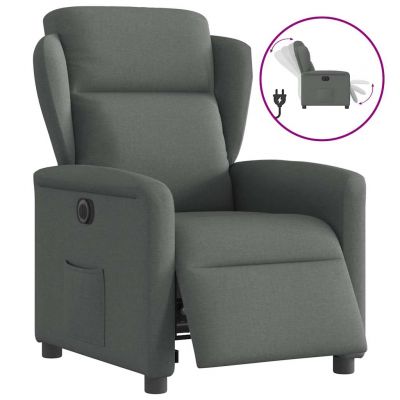 Gossi fotoliu rabatabil electric, gri inchis, material textil