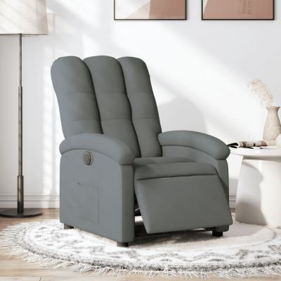 Gossi fotoliu rabatabil electric, gri inchis, material textil