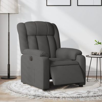 Gossi fotoliu rabatabil electric, gri inchis, material textil