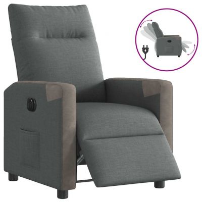 Gossi fotoliu rabatabil electric, gri inchis, material textil