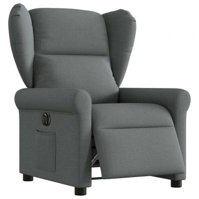 Gossi fotoliu rabatabil electric, gri inchis, material textil