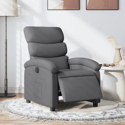Gossi fotoliu rabatabil electric, gri inchis, material textil