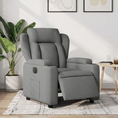 Gossi fotoliu rabatabil electric, gri inchis, material textil