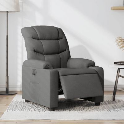 Gossi fotoliu rabatabil electric, gri inchis, material textil