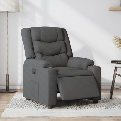 Gossi fotoliu rabatabil electric, gri inchis, material textil