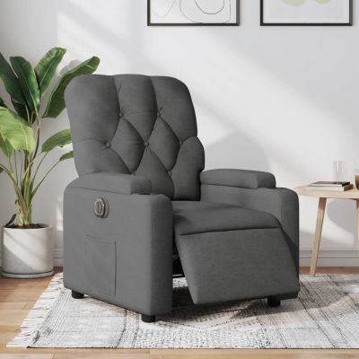 Gossi fotoliu rabatabil electric, gri inchis, material textil
