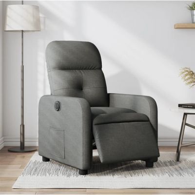 Gossi fotoliu rabatabil electric, gri inchis, material textil