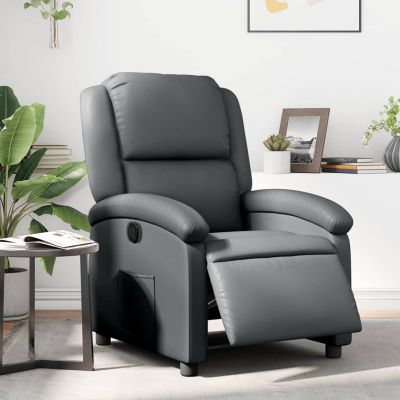 Gossi fotoliu rabatabil electric, gri, piele ecologica