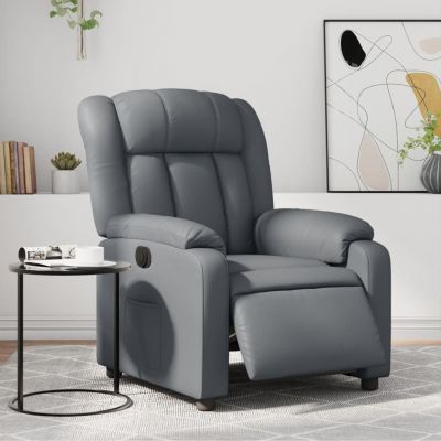 Gossi fotoliu rabatabil electric, gri, piele ecologica