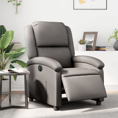 Gossi fotoliu rabatabil electric, gri, piele naturala Gossi fotoliu rabatabil electric, gri, piele naturala