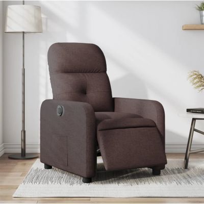 Gossi fotoliu rabatabil electric, maro inchis, material textil