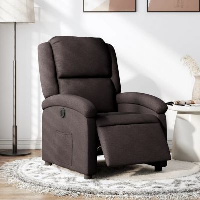 Gossi fotoliu rabatabil electric, maro inchis, material textil