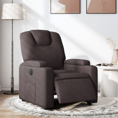 Gossi fotoliu rabatabil electric, maro inchis, material textil