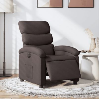 Gossi fotoliu rabatabil electric, maro inchis, material textil