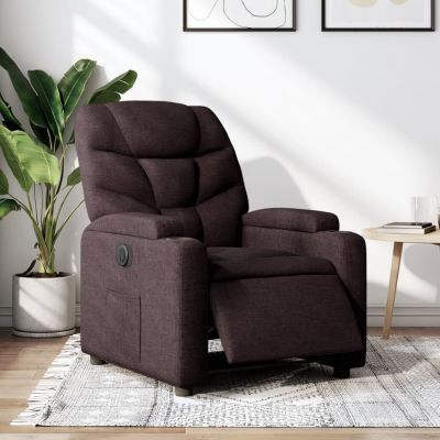 Gossi fotoliu rabatabil electric, maro inchis, material textil