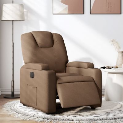 Gossi fotoliu rabatabil electric, maro, material textil