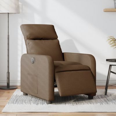 Gossi fotoliu rabatabil electric, maro, material textil