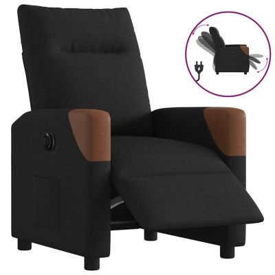 Gossi fotoliu rabatabil electric, negru, material textil