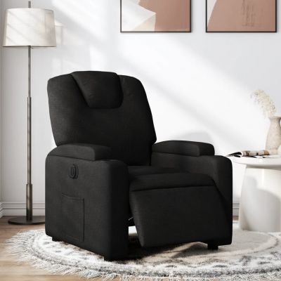 Gossi fotoliu rabatabil electric, negru, material textil