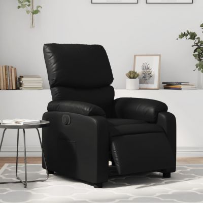 Gossi fotoliu rabatabil electric, negru, piele ecologica