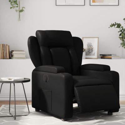 Gossi fotoliu rabatabil electric, negru, piele ecologica