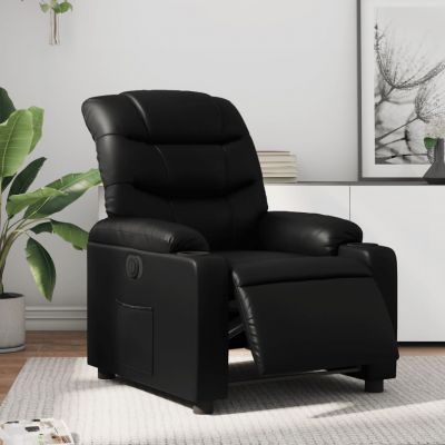 Gossi fotoliu rabatabil electric, negru, piele ecologica