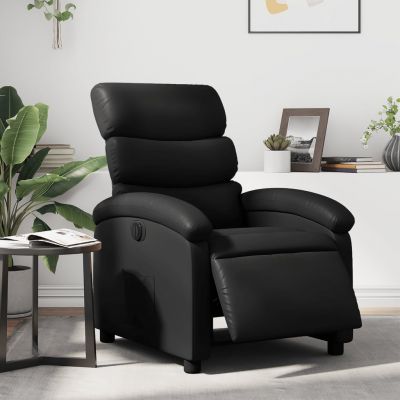 Gossi fotoliu rabatabil electric, negru, piele ecologica