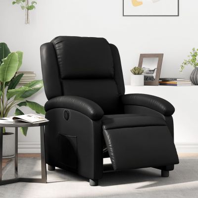 Gossi fotoliu rabatabil electric, negru, piele ecologica