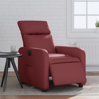 Gossi fotoliu rabatabil electric, rosu vin, piele ecologica