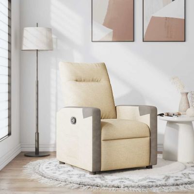 Gossi fotoliu rabatabil, crem, material textil