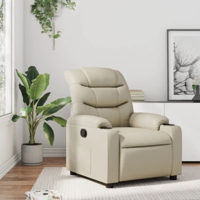 Gossi fotoliu rabatabil, crem, piele ecologica