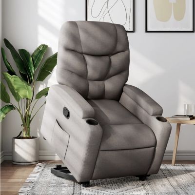 Gossi fotoliu rabatabil cu ridicare pe verticala, gri taupe, textil
