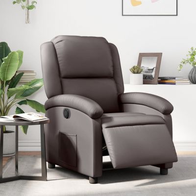 Gossi fotoliu rabatabil electric, maro inchis, piele naturala