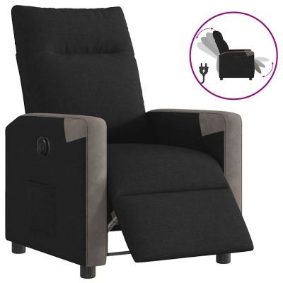 Gossi fotoliu rabatabil electric, negru, material textil