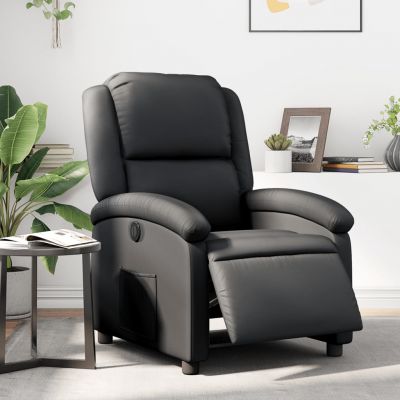 Gossi fotoliu rabatabil electric, negru, piele naturala